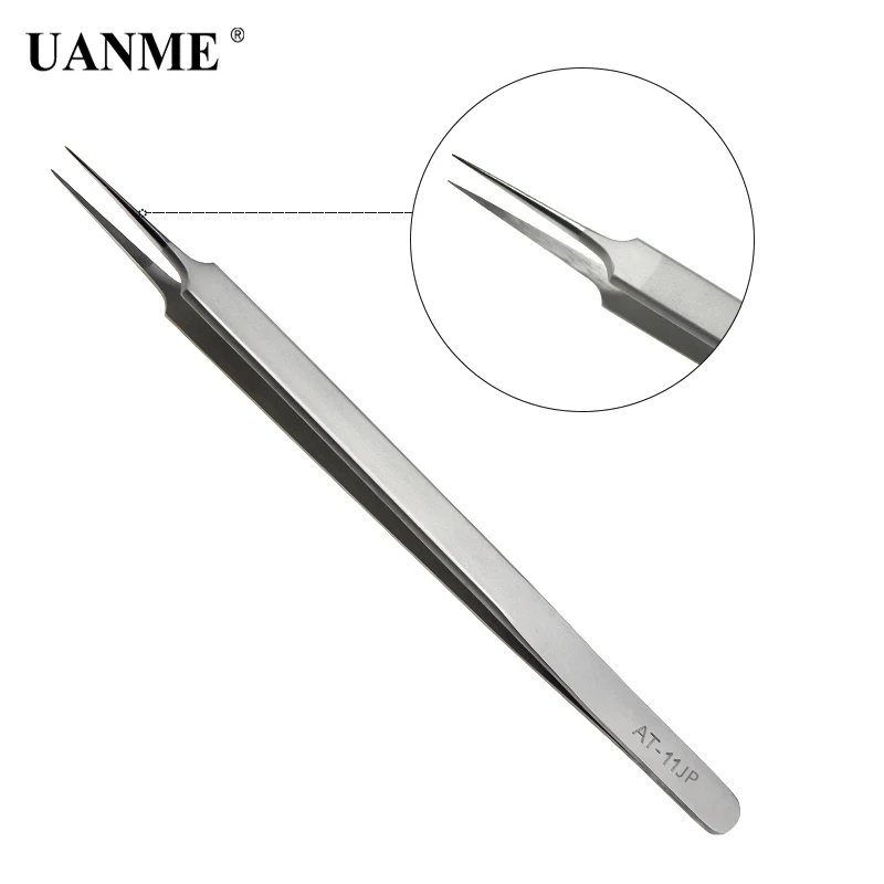 UANME Ultra Precision Tweezers Swiss Technology Stainless Steel Curved FlywireTweezers Pliers with Fine Tip Supper Sharp Needle