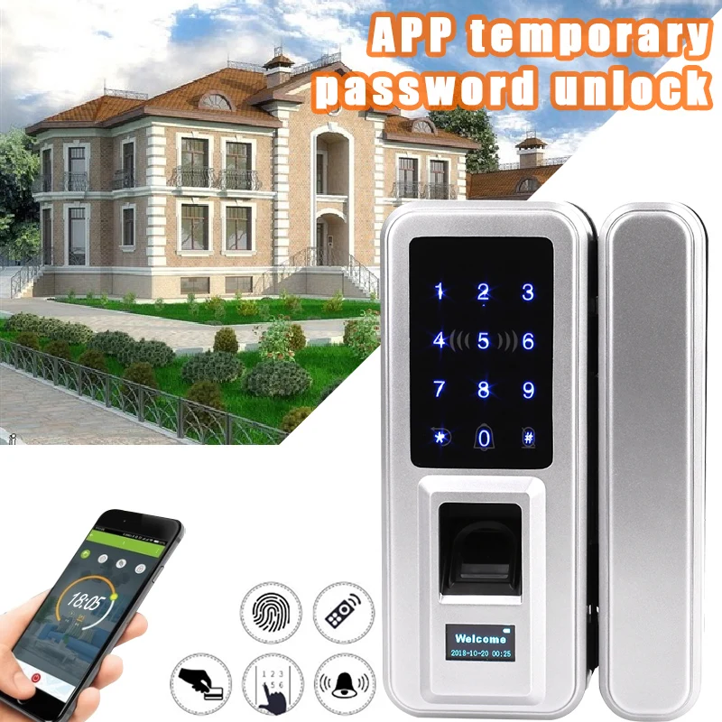 

Touch Screen Electric Keyless Smart Lock for RFID Card Password for Touch Keypad Home Security Glass Fingerprint Lock Door Lock