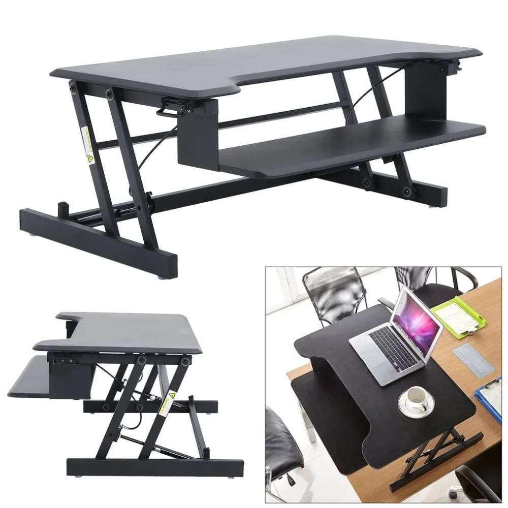 

DE Monitor Riser Height Adjustable Standing Desk Lifting Notebook Desk Foldable Computer Table Laptop Desk With Keyboard Holder