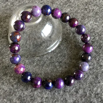 

South Africa High Quality Natural Genuine Dark Purple Blue Sugilite Stretch Finish Bracelet Round beads 7.5mm 05143