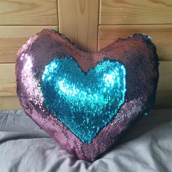 

New Mermaid Sequin pillow magical color changing reversible sequin throw Heart pillow Cushion Decorative modens Pillowcase