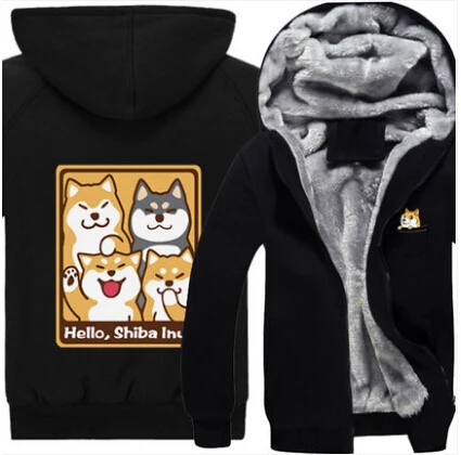 Новая зимняя толстовка с капюшоном для собак аниме Шиба ину пальто с капюшоном Для мужчин Для женщин утепленная толстовка хлопок
