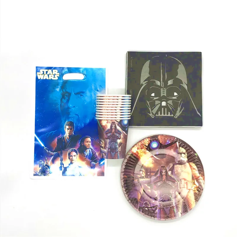

Star Wars Theme 80pcs/lot Wedding Boy Birthday Party Disposable Paper 20Cup 20Plate 20Napkin 20Gift Bags Decoration Supply