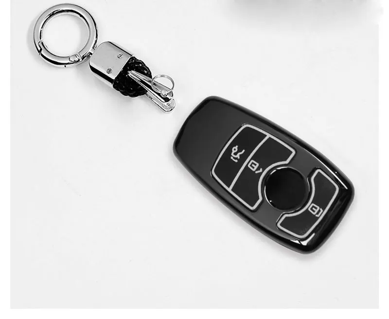 Световой цинковый сплав+ кожаный чехол ключевую для автомобиля Mercedes Benz AMG E класса W213 брелок кольцо покрытие автомобиля стиль аксессуары