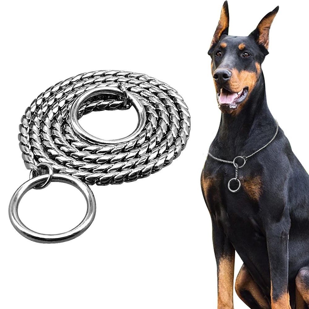 Doberman Choke Chain Stainless Collar Dog Training Necklace Pets