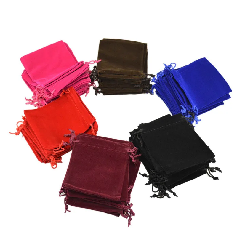 100 개/몫 5x7 7x9 8x10 9x12cm 벨벳 Drawstring 주머니 가방 보석 가방 크리스마스 결혼 선물 빨간 벨벳 가방 77