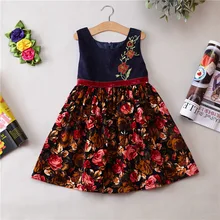 Весеннее платье с цветочным рисунком для девочек, платье принцессы, детское осенне-зимнее платье, детская одежда, праздничная одежда