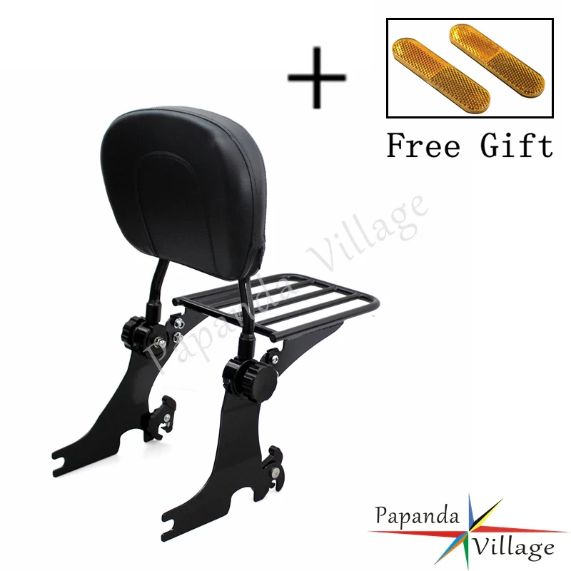 

Papanda Adjustable Black Sissy Bar Rear Backrest Cushion Pad Motorbike Luggage Rack for Harley Sportster XL1200 XL883 1994-2003