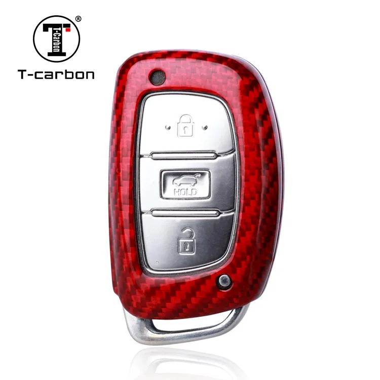 T-carbon Carbon Fiber Key Cover Case Shell for Hyundai Solaris MISTRA Veloster SR IX35 Accent Elantra i30 | Автомобили и