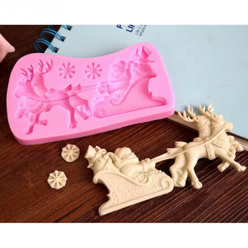 

Christmas Santa Claus milu deer Shape Chocolate Candy Jello 3D Silicone Fondant Lace Mold Mould Cake Decoration/Pastry MA882461