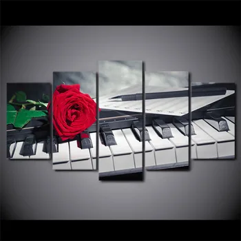 

5D DIY Diamond Embroidery Flower red Piano roses Keys 5pcs Multi-picture Combination Diamond Painting Cross Stitch Rhinestone
