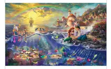 Thomas Kinkade impresiones de La Sirenita Lámina Sobre Lienzo Decoración Del Hogar de la Pared Del Arte Del Envío Libre
