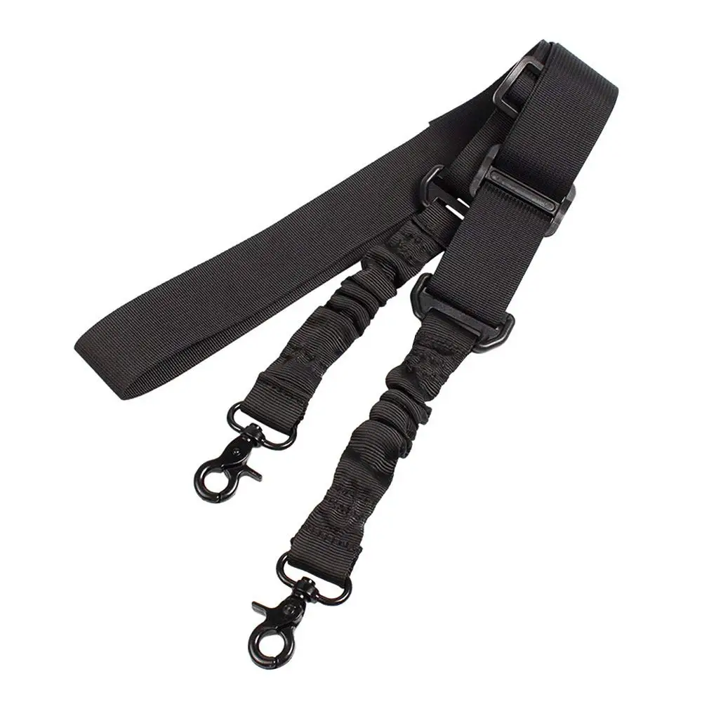 

2 Point Battle Adjustable Gun Shoulder Strap with Steel Open Swivel Clip Dual Trigger Snap Bungee Rifle Belt Strap