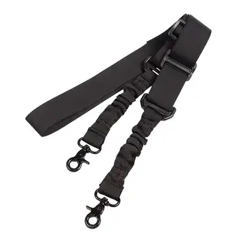 

2 Point Battle Adjustable Gun Shoulder Strap with Steel Open Swivel Clip Dual Trigger Snap Bungee Rifle Belt Strap