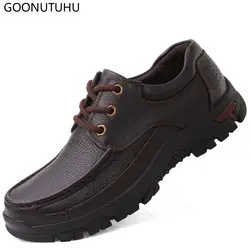 Мужская обувь, повседневная мужская обувь на шнуровке из натуральной коровьей кожи, Классическая мужская обувь черного и коричневого
