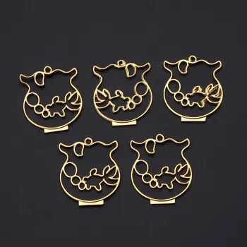 

5Pcs Goldfish Bowl Frame Pendant Open Bezel Blank Setting UV Resin Jewelry Charm Drop Ship W2952001