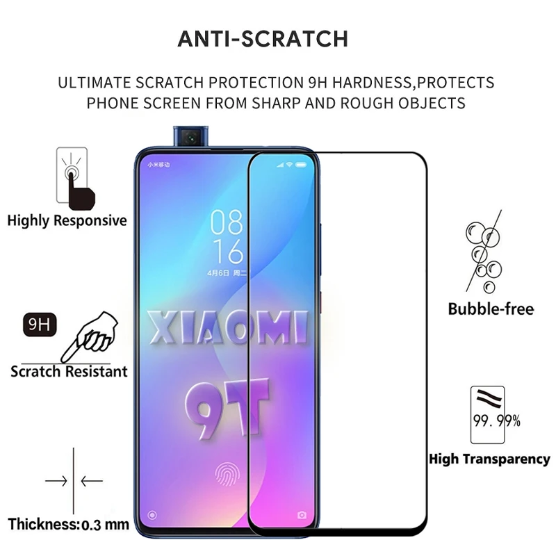 2 шт Полное покрытие экрана протектор Закаленное стекло для xiaomi mi 9 T 6,3" 9 H Защитное стекло для xiaomi mi 9 T mi 9 t чехол