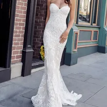 Милая Винтаж Русалка свадебное платье с уникальным и кружевной аппликацией, Свадебное платье элегантные свадебные платья