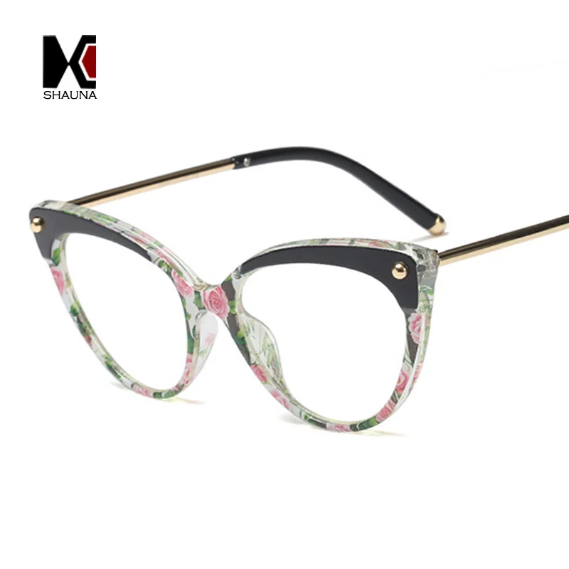 SHAUNA TR90 Temple Tip Retro Women Cat Eye Glasses Frame Fashion Mix Colors Eyeglasses Frame