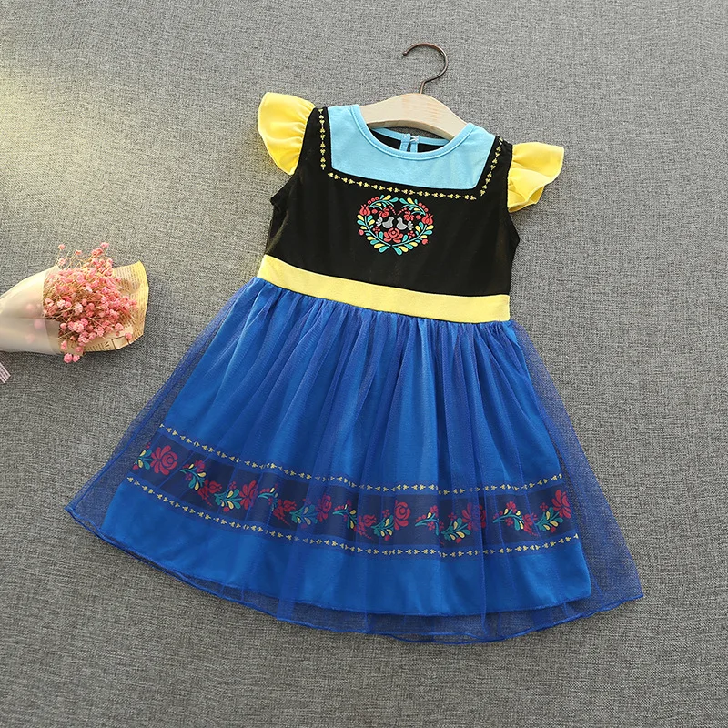 Baby Girls Cartoon Dress for Birthday Party Costume Girls Anna Dress Kids 2-7 Yrs Cotton Dress Children Girl Christmas Clothing