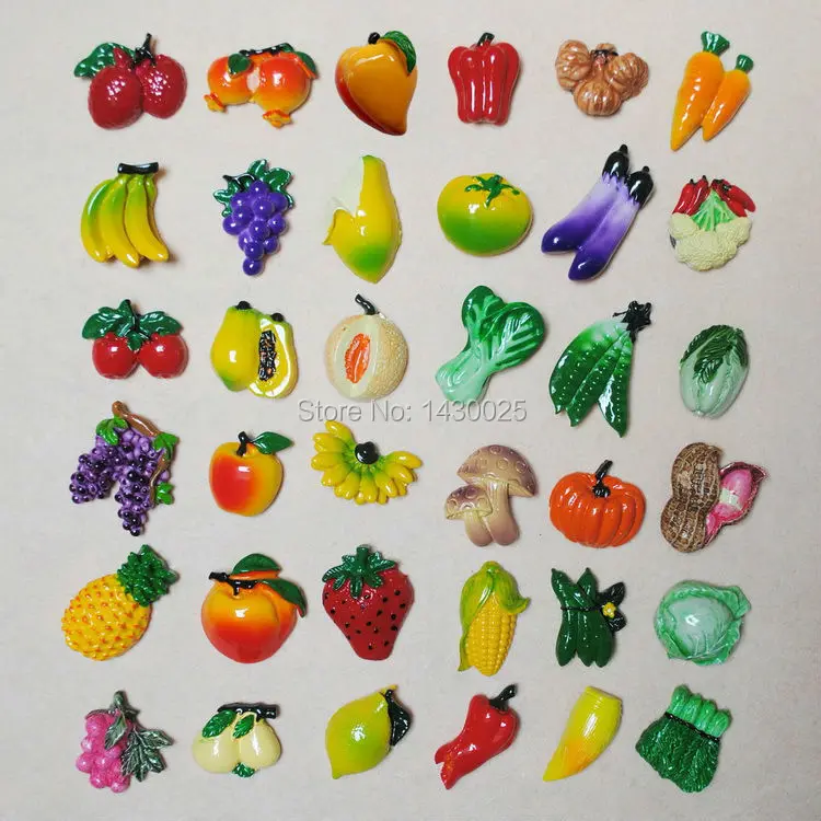 6pcs/set Resin Fridge Fruits Vegetables Stickers