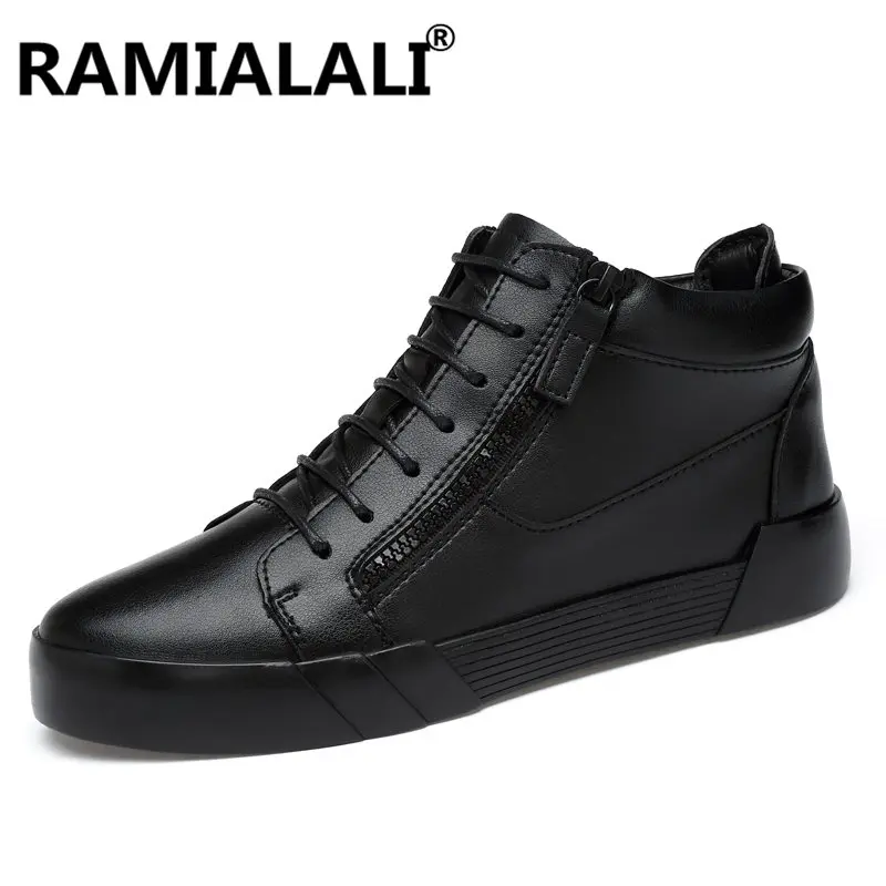 

High Quality 100% Genuine Leather Men Ankle Boots Italian Real Leather Men Boots Men Winter Shoes with Fur Ankle Booties