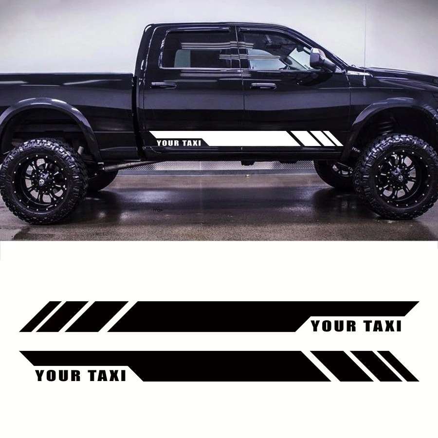 2 PC Gradient side stripe graphic Vinyl sticker for dodge ram crew cab 6'4 box