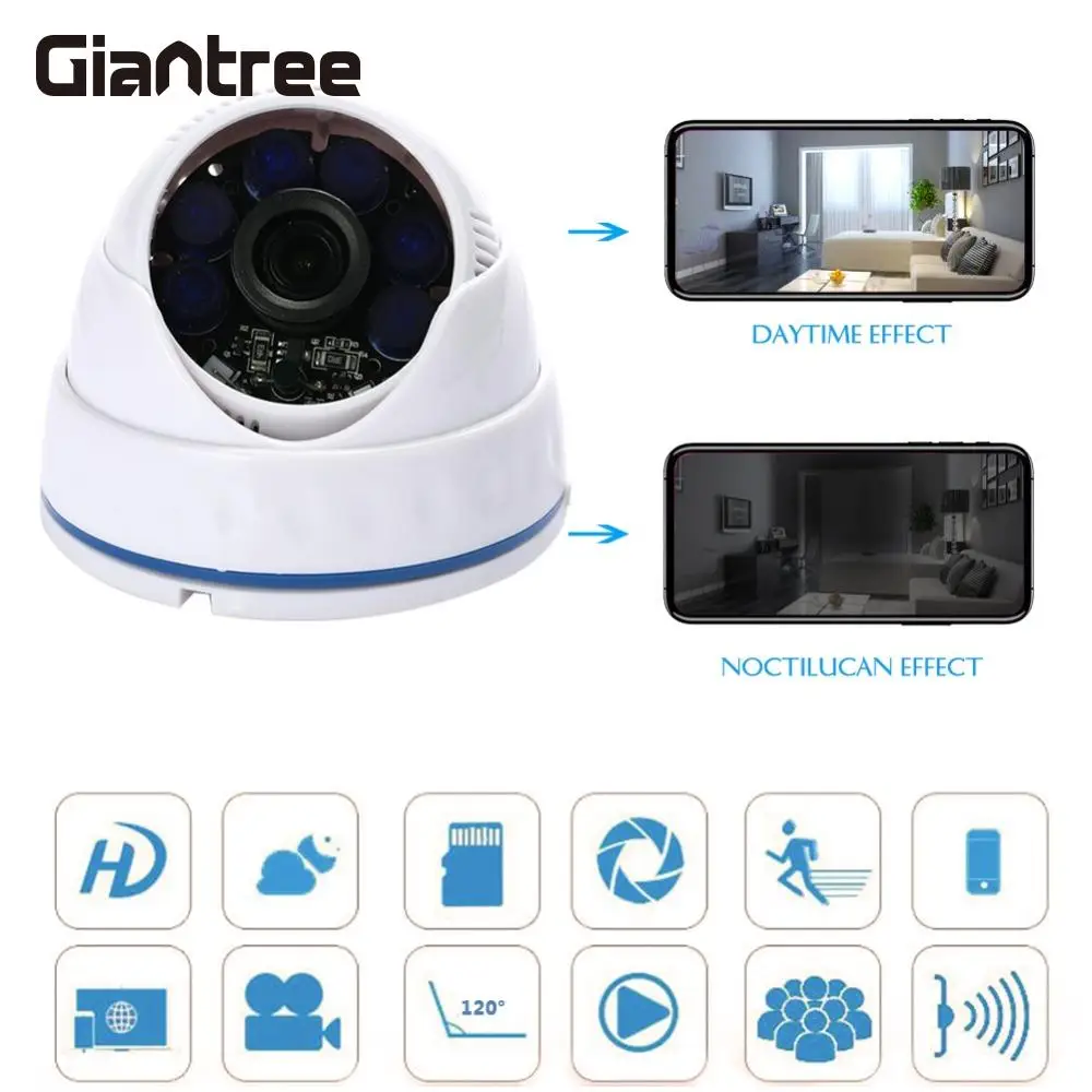 

giantree Protable 3.6mm Lens HD 1080P IP Camera POE Camera Supports mobile monitoring Infrared Night Vision School Video Record