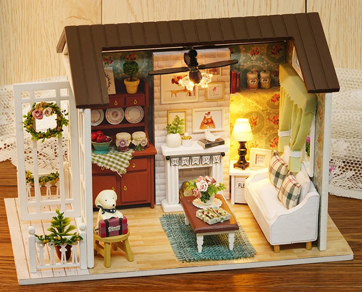 CUTEBEE mucineca для дома miniatura DIY Mujer с muebles de casa de madera de juguetes para los nivienos de vacaciones Z009