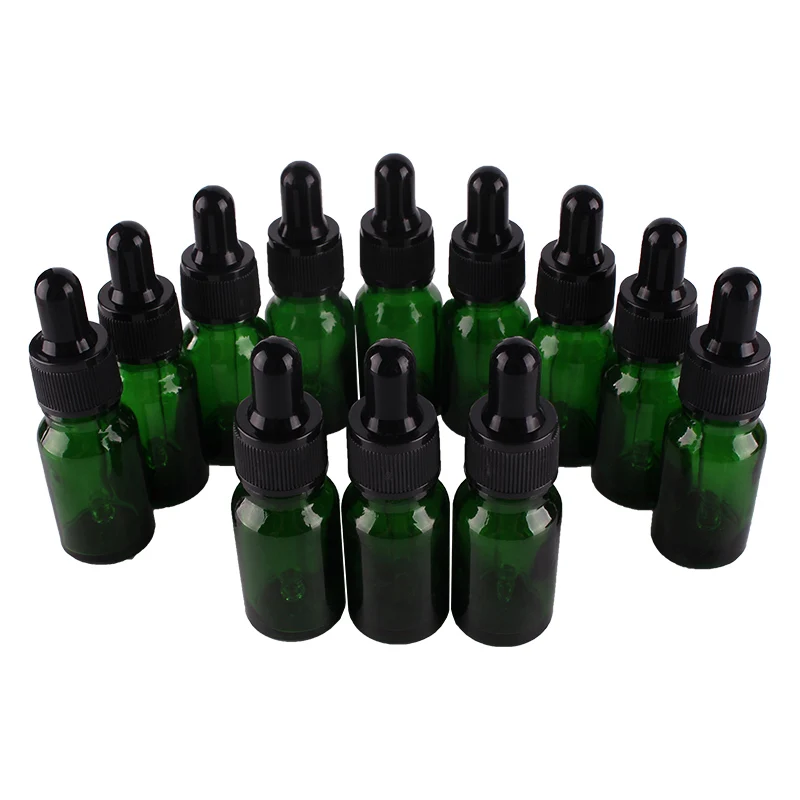 Download 12X 10ml Green Glass Dropper Bottles with Pipette for ...
