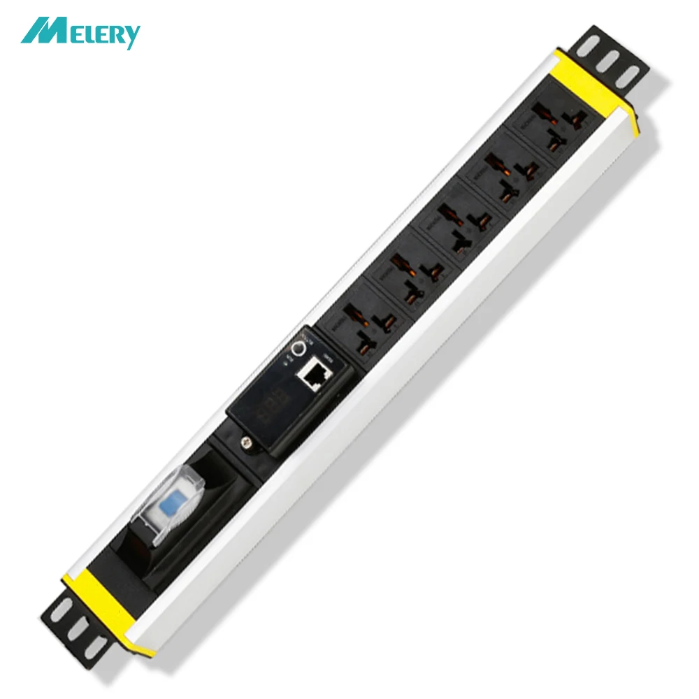 1U PDU удлинитель для кабинета розетка 5 Way Universal Outlets16A Амперметр Вольтметр 485