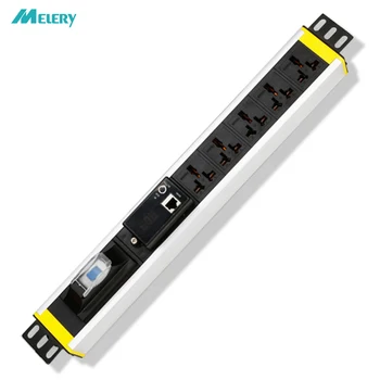 

1U PDU Power Strip Cabinet Plug Socket 5 Way Universal Outlets16A Ammeter Voltmeter 485 Interface Break Switch 2m Extension Cord