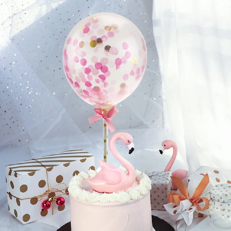 1 компл. 5 дюймов воздушный шар "Конфетти" торт Топпер украшения с бумажной соломенной бант для душа ребенка сувениры Свадьба День рождения