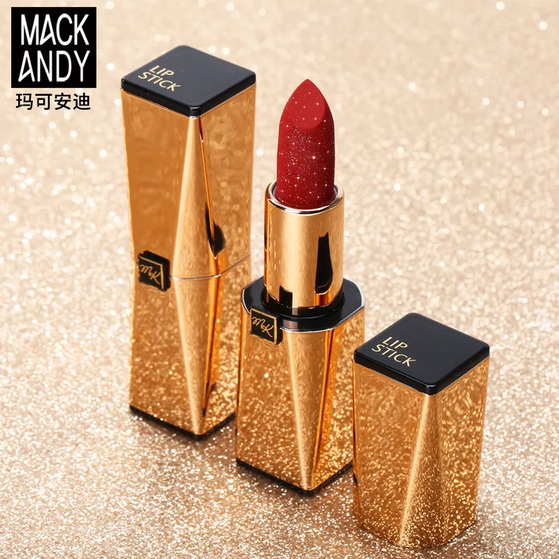 

MACK ANDY glitter matte lipstick Extravagant gold apperance waterproof long lasting red nude brown moisturizing lipstick AC080