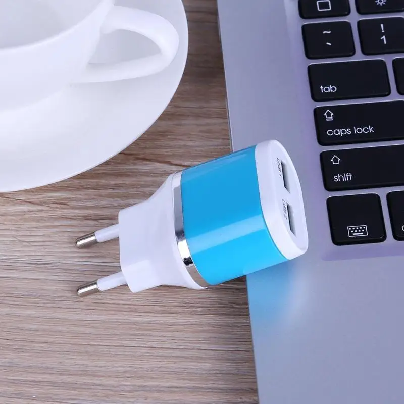 Mobile Phone Chargers EU Plug Dual Port USB Charging 5V 1A Double Charger Port Mini Portable Cellphone Charge Station Retail (4)