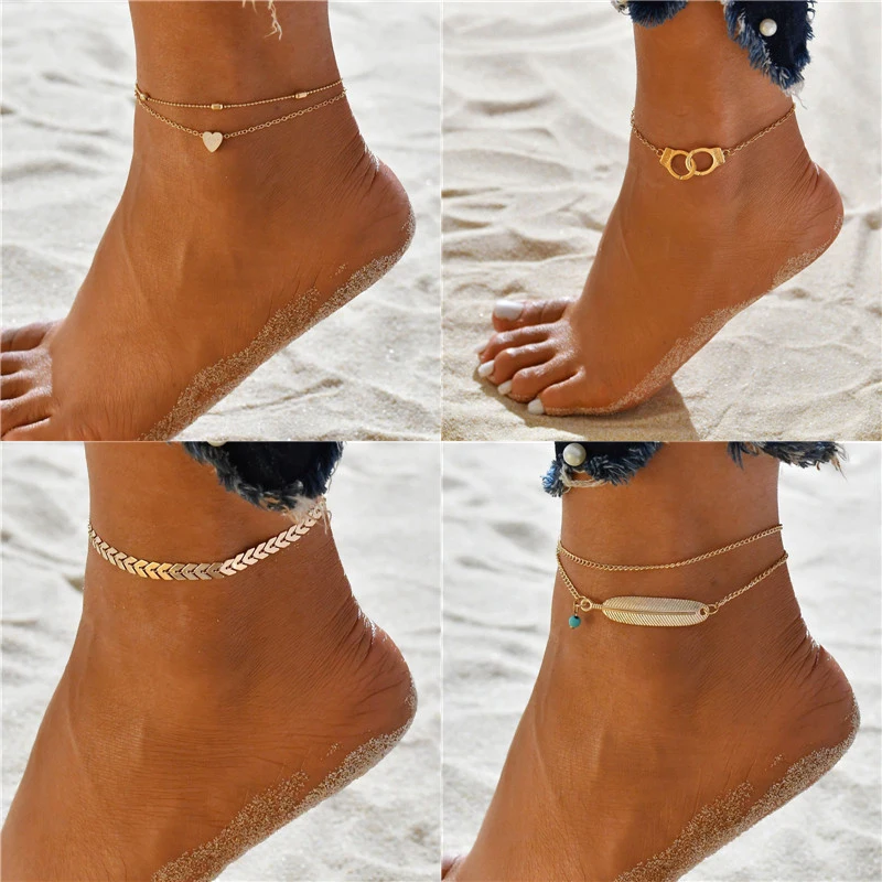 ZORCVENS Simple Heart Female Anklets Barefoot Crochet Sandals Foot Jewelry Leg New Anklets On Foot Ankle Bracelets For Women ZORCVENS Simple Heart Female Anklets Barefoot Crochet Sandals Foot Jewelry Leg New Anklets On Foot Ankle Bracelets For Women