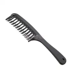 Черный двухрядный широкий зубной гребень распутывание волос кисточки рукоятки Салон Парикмахерская инструмент для укладки