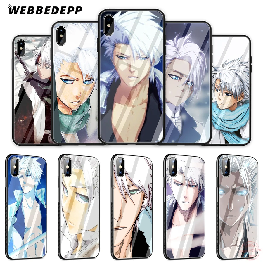 

WEBBEDEPP Anime Bleach Hitsugaya Toushirou Tempered Glass Phone Case for Apple iPhone XS Max XR X 8 7 6S Plus 5S SE