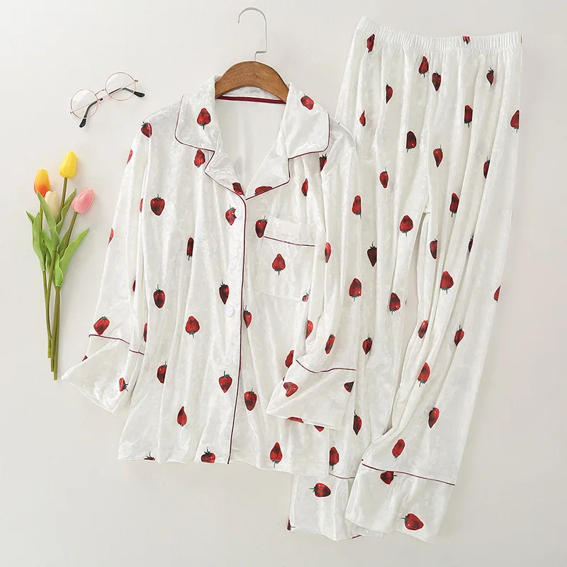 women autumn winter pajamas set (5)