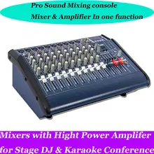 Professional 1000W 10 Channel DJ & Karaoke Powered Mixer Mixing console Amplifier Amp with USB 48v Phantom Power 16DSP