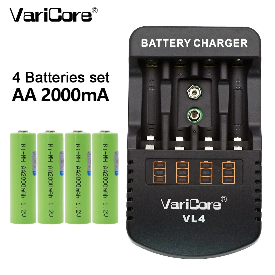 

NEW 4PCS Varicore AA 2000 mah 1.2 in NiMH batteries for remote control robotic toys Medical Equipment Products+ Vl4 charger