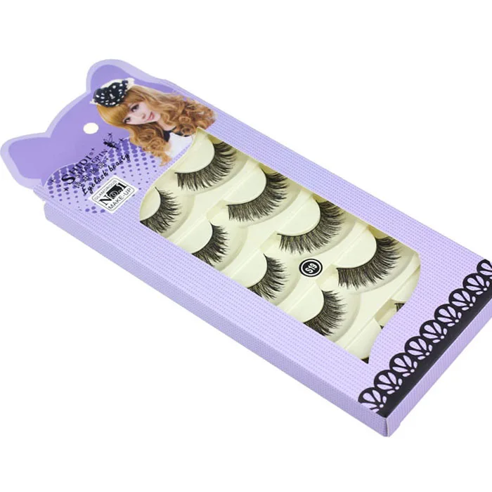 

Novo estilo de moda 5Pairs Fashion Handmade Black Soft Fake False Eyelash Extension S19 Накладне ресн zsmw