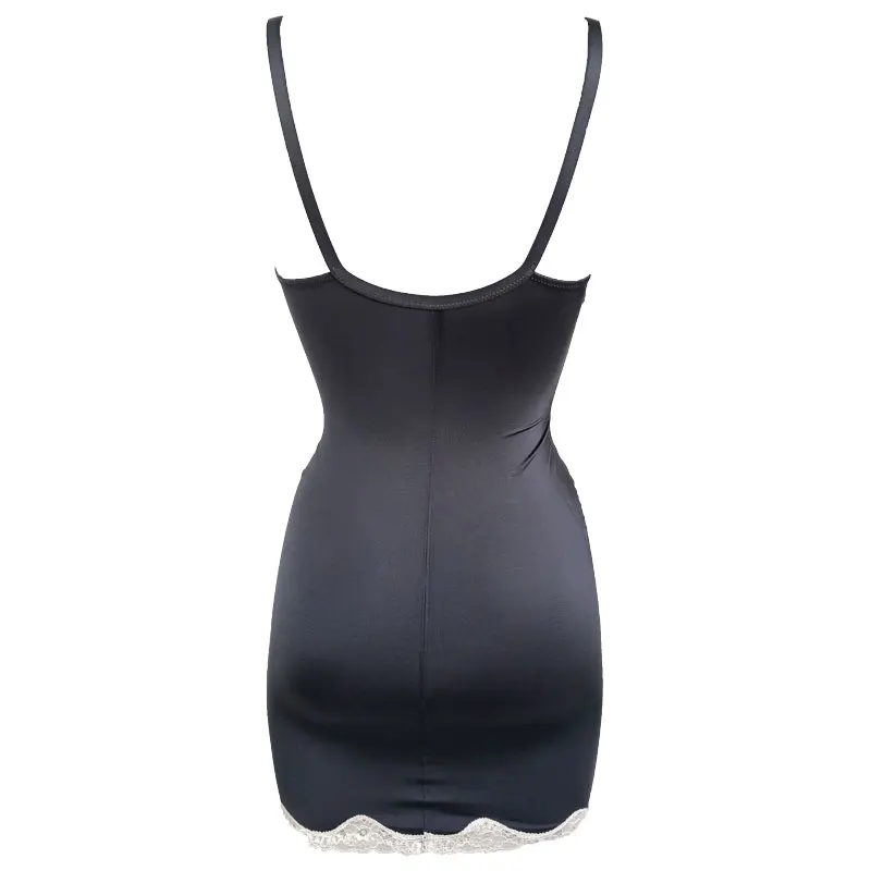 Spaghetti Strap Lace edge Cupless Sexy Women Tummy Control Slip Female Body Shaper Slimming Waist Trainer Full Slips SLA028