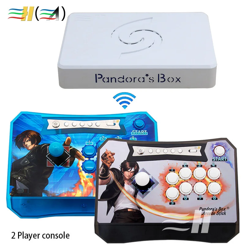 Pandora Box 6 1300 in 1 wireless console 2 Players wireless stick arcade controller joystick can add 3000 games fba mame ps1 3d