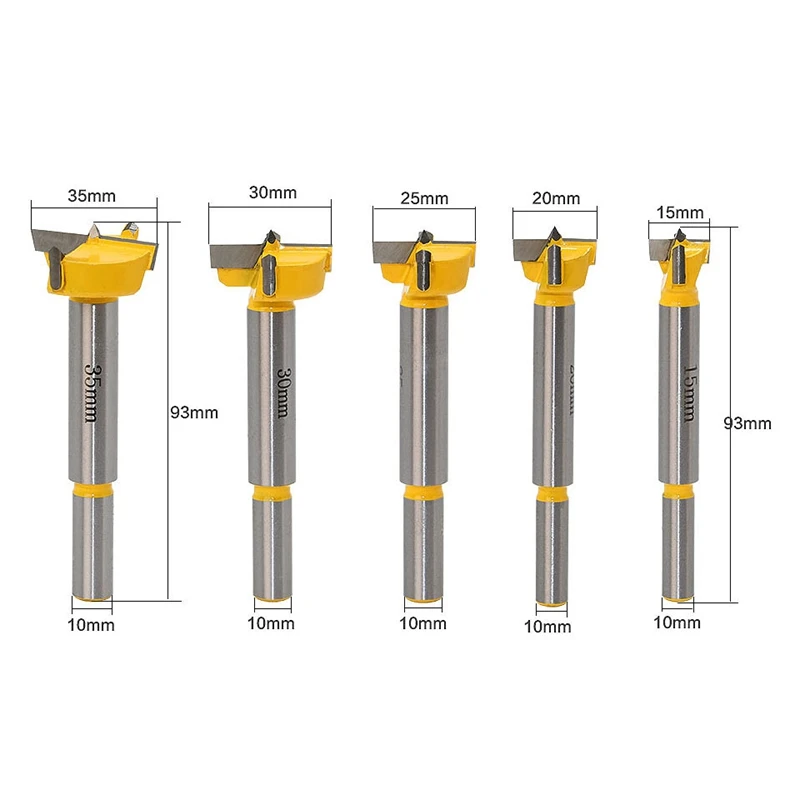 5 шт. Forstner наконечник шарнира сверло Набор для столярных работ дерево окно отверстие резак шнека деревянный бурение диаметром 15 20 25 30 35 мм