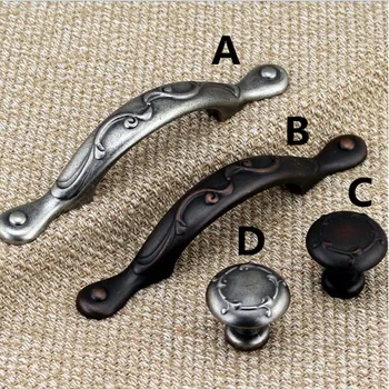 

3" Vintage tracery furniture handles knobs red bronze drawer cabinet pull knob antique silver dresser cupboard door handle 76mm