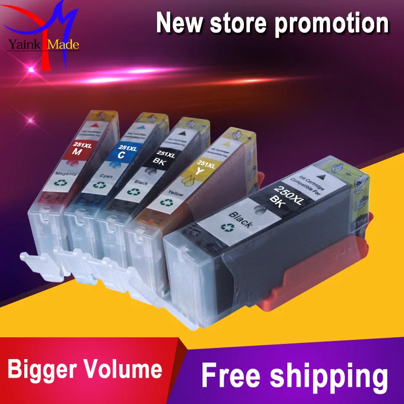 

5PK PGI-250 CLI-251 compatible ink cartridge for canon PIXMA MG5420 IP7220 MX722 MX922 MG5520 MG6420 MG5620 MG6620 MG5522 iX6820