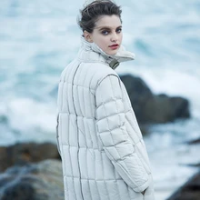 Пуховое пальто женская зимняя Толстая теплая меховая парка натуральный меховой воротник из кролика рекс длинный дизайн пуховик Феникс 0714F