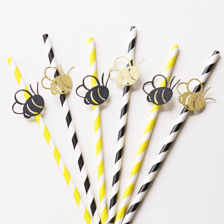 

Bumble Bee Party Straws,Yellow and Black Party Straws.Mom to Be - Paper Party Straws