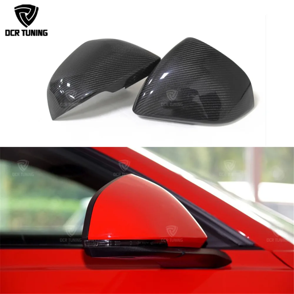 

For Ford Mustang Add On Style Carbon Fiber Rear View Mirror Cover Gloss Black Finish for three type 2008 - UP carbon fiber caps